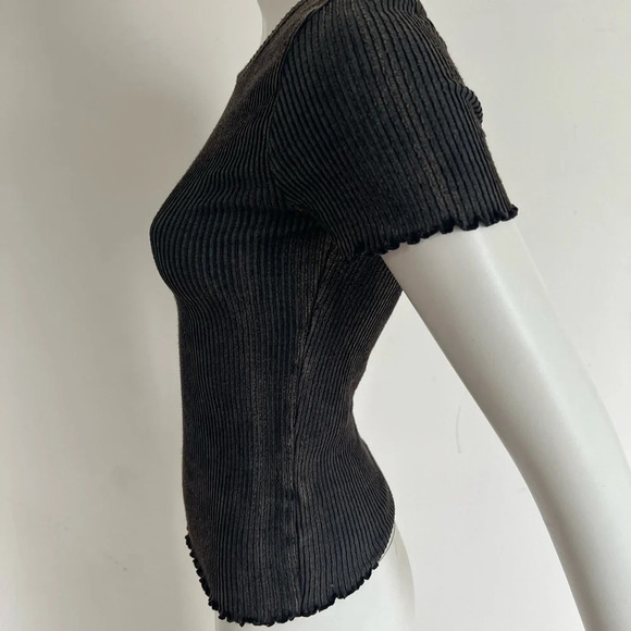 NWOT Anthropologie Caution To The Wind Top Womens Medium Brown Ribbed Blouse - Picture 2 of 6